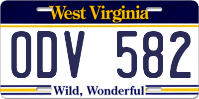 WV license plate ODV582