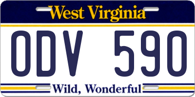 WV license plate ODV590