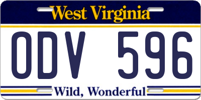 WV license plate ODV596