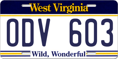 WV license plate ODV603