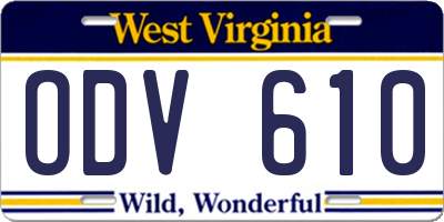 WV license plate ODV610