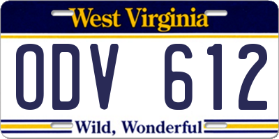 WV license plate ODV612