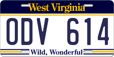 WV license plate ODV614