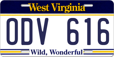 WV license plate ODV616