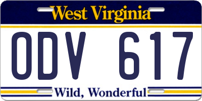 WV license plate ODV617