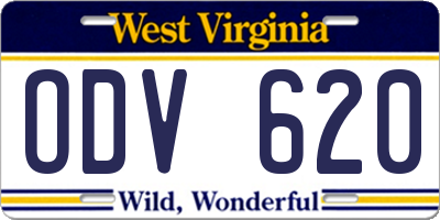 WV license plate ODV620
