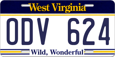 WV license plate ODV624