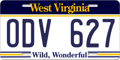 WV license plate ODV627