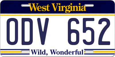 WV license plate ODV652
