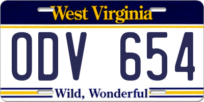 WV license plate ODV654