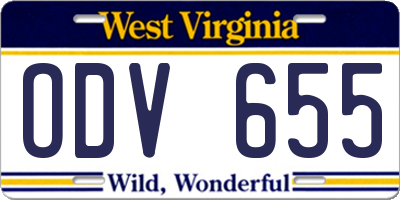 WV license plate ODV655