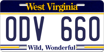 WV license plate ODV660
