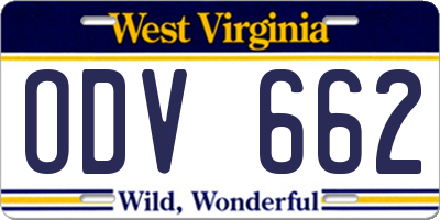 WV license plate ODV662