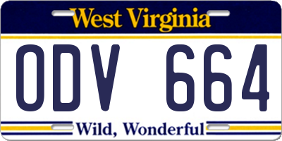 WV license plate ODV664