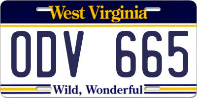 WV license plate ODV665
