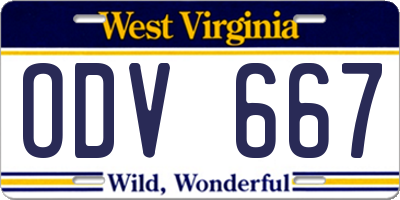 WV license plate ODV667