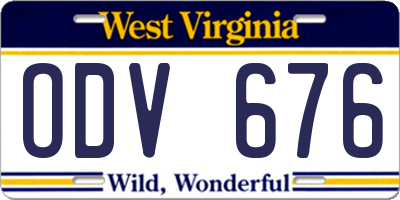 WV license plate ODV676