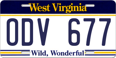 WV license plate ODV677