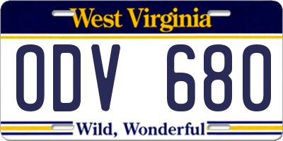 WV license plate ODV680