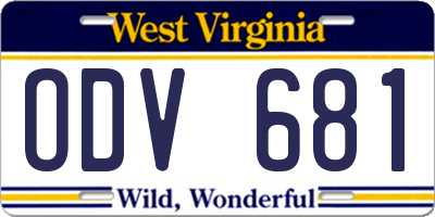 WV license plate ODV681