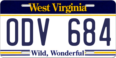 WV license plate ODV684