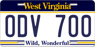 WV license plate ODV700