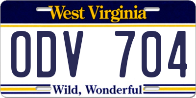 WV license plate ODV704