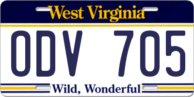 WV license plate ODV705