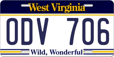 WV license plate ODV706