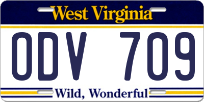 WV license plate ODV709