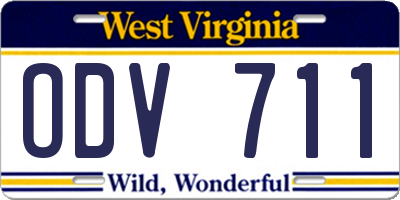 WV license plate ODV711