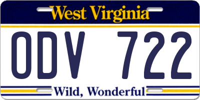 WV license plate ODV722
