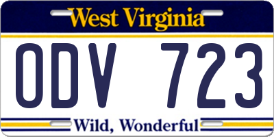WV license plate ODV723