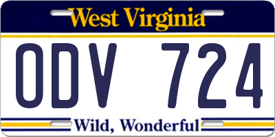 WV license plate ODV724