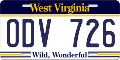 WV license plate ODV726
