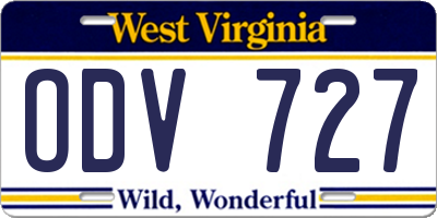 WV license plate ODV727