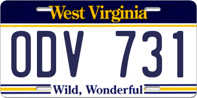 WV license plate ODV731