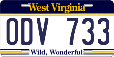 WV license plate ODV733