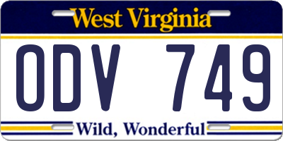 WV license plate ODV749