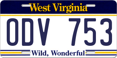 WV license plate ODV753