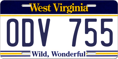 WV license plate ODV755