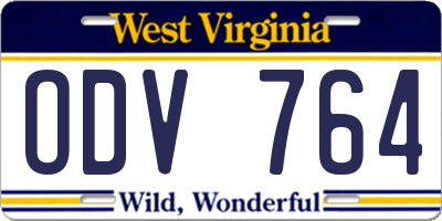 WV license plate ODV764