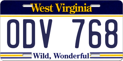 WV license plate ODV768
