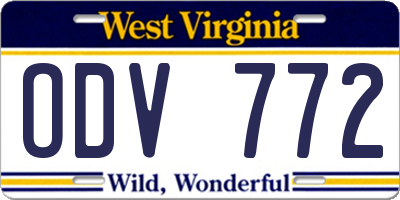WV license plate ODV772