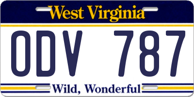 WV license plate ODV787