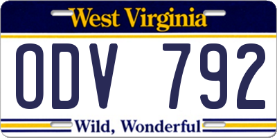 WV license plate ODV792