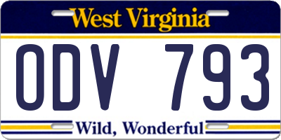 WV license plate ODV793