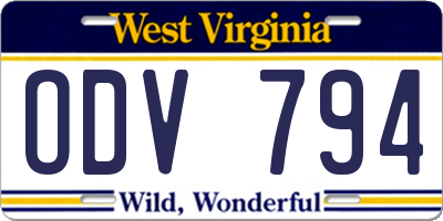 WV license plate ODV794