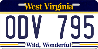WV license plate ODV795