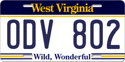 WV license plate ODV802